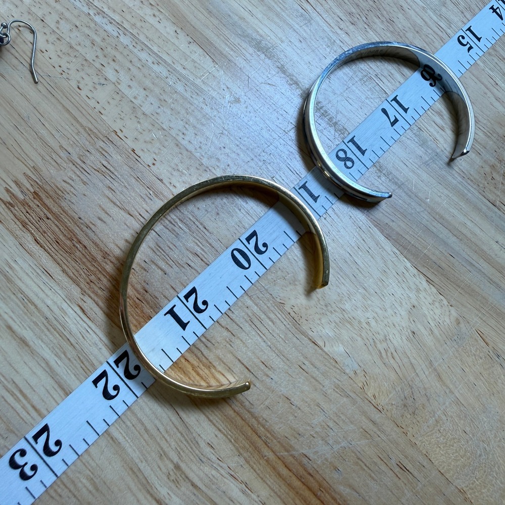 Minimalist Modern Gold Silver Cuff Bracelet Lot of 2 Ashley Bridget - Picture 4 of 8